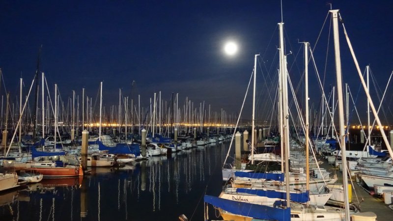 Moonrise over South Beach Harbor