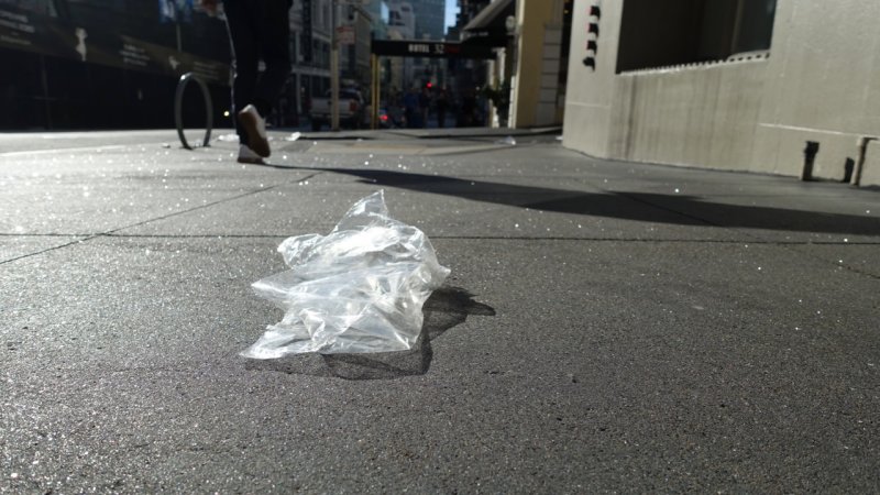 Grant Avenue Plastic on the sidewalk