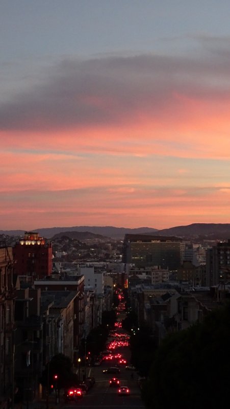 Looking Down Jones Street at Sunset