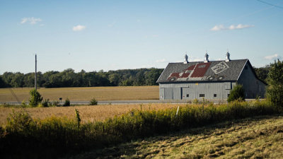 Barn  with Semi on Roof