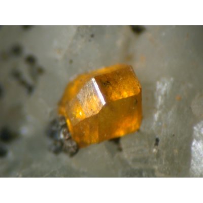 Greenockite hemimorphic hexagonal crystal. Bishopton tunnel, Bishopton, Strathclyde, Scotland, UK. 