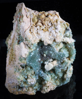9 cm specimen of gemmy boracite crystals to 3 mm across with minor hilgardite. Boulby mine, Cleveland, Yorkshire