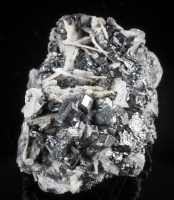 Burnonite crystals on quartz, 5 x 4 x 3 cm, Herodsfoot, Cornwall