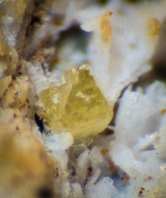 Wulfenite crystal from Breedon Quarry, Breedon on the Hill, Leicestershire, England.