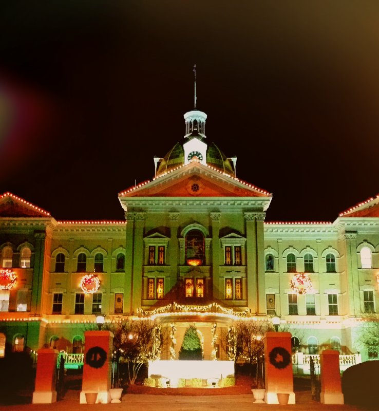 Centenary University all lit up and decorated for Christmas Season