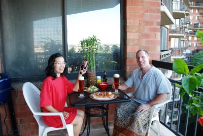 Dinner and drinks on the balcony.