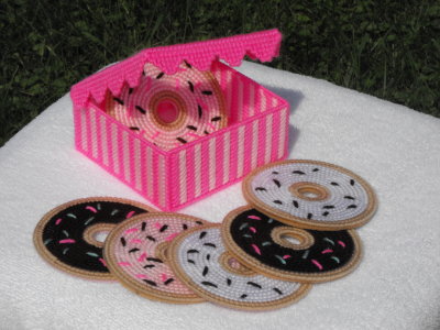 Donut Box & 6 Donut Coasters