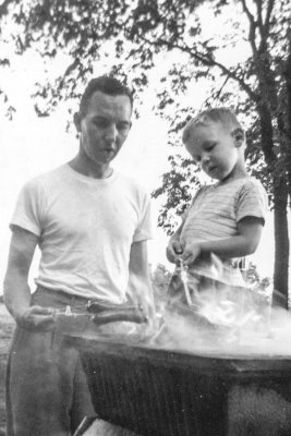 1954-roasting weenies, first step to a barbque addiction.