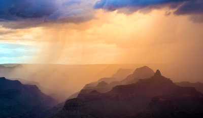 Monsoon thunderstorm at sunset, Grand Canyon National Park, AZ