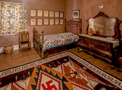 Guest bedroom, John Hubbells home,Hubbell Trading Post,  Ganado, AZ