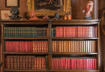 Shelves of rare books in the living room of John Hubbell's home, Hubbell Trading Post, Ganado, AZ