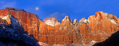 Moonset at Towers of he Virgin River, Zion National Park, UT