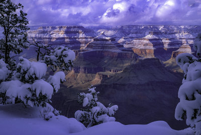 Clearing snowstorm in Grand Canyon National Park, AZ