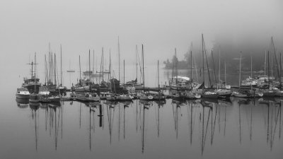 Quartermaster Harbor Boats and Fog