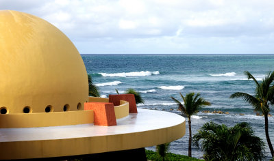 Coral Grill Dome With Surf In The Background