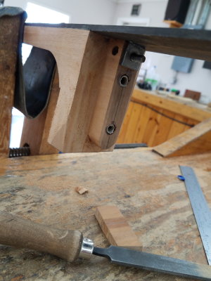 Tenon cut out of neck