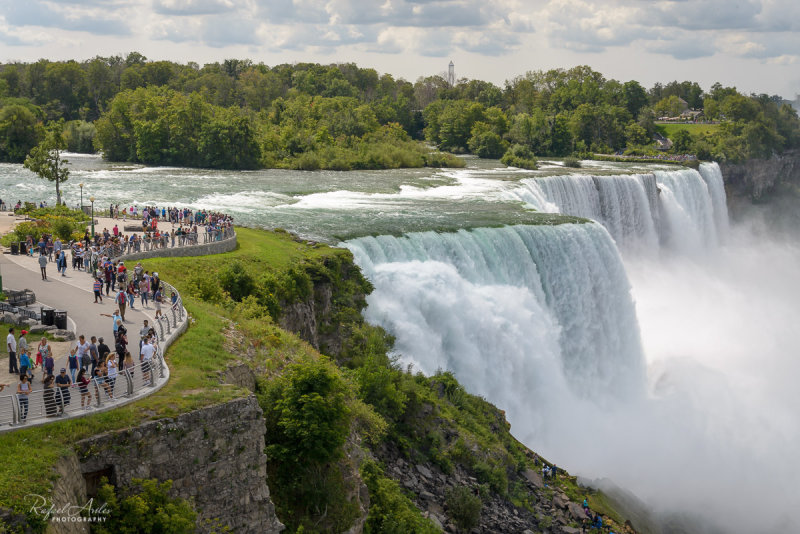 American and Bridal Veil Falls viewed from the observation tower on the US side
