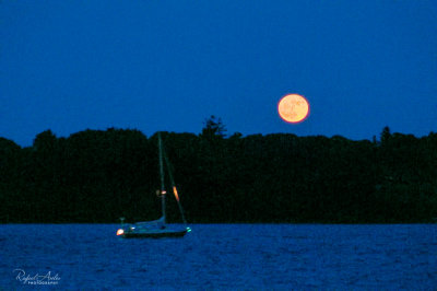 Blood moon and sailboat. Rhode Island.