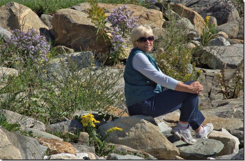 My wife giving me a pose and smile at my nature studio at Rockland Maine 