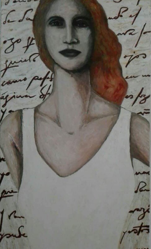 red words on a white canvas (sold)