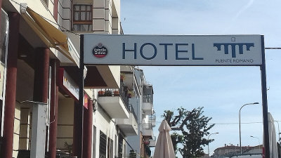 THE HOTEL SIGN IN ALCANTARA . SPAIN . 3 . 5 . 2017