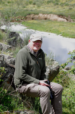CHARLIE AT BEE EATER SITE . ERMITA DE SAN MARCOS . SPAIN . 30 . 4 . 2018