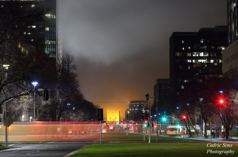 Foggy morning downtown Sacramento