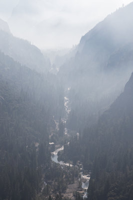 Yosemite view with smoke from wild fires