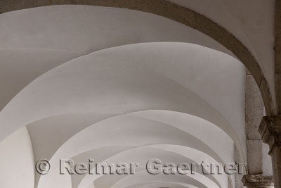 Abstract stucco ceiling of the Minorite Monastery cloister attached to the Church of St Francis of Assisi in Piran Slovenia