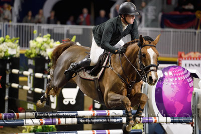 Shane Sweetnam on Main Road in jump off to second place in the Longines FEI World Cup Show Jumping competition at the Royal Hors