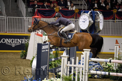 Conor Swail from Ireland riding GK Coco Chanel in the Longines FEI World Cup Show Jumping competition at the Royal Horse Show To