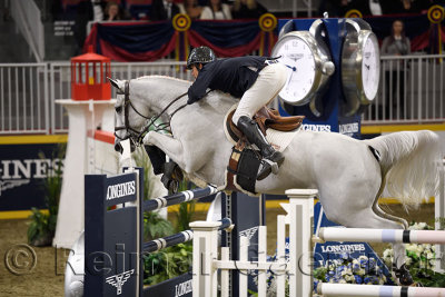 Andrew Kocher USA riding Navalo de Poheton in the Longines FEI World Cup Show Jumping competition at the Royal Horse Show Toront