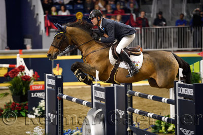 Ian Miller Captain Canada riding Dixson in the Longines FEI World Cup Show Jumping competition at the Royal Horse Show Toronto