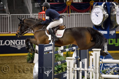 Kent Farrington USA riding Voyeur to victory in the Longines FEI World Cup Show Jumping competition at the Royal Horse Show Toro
