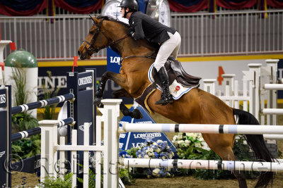 Daniel Coyle Ireland riding Cita in the Longines FEI World Cup Show Jumping competition at the Royal Horse Show Toronto