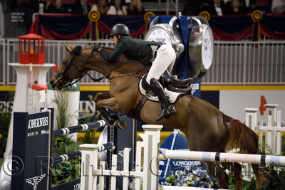 Shane Sweetnam Ireland riding Main Road to second place in the Longines FEI World Cup Show Jumping competition at the Royal Hors