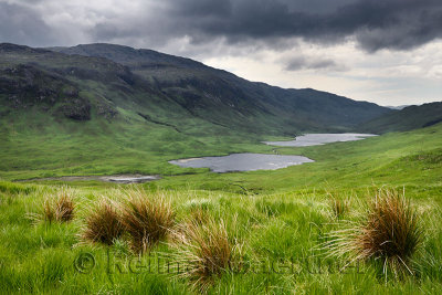 Loch an Eilein Lochan Ellen and Loch Airdeglais with Ben Creach peak in Glen More Isle of Mull Scotland UK