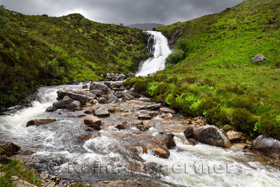 Blackhill or Eas a Bhradain waterfall on the Allt Coire nam Bruadaram river Scottish Highlands Isle of Skye Scotland UK