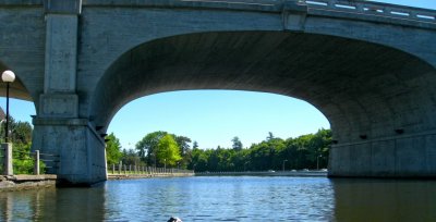 Under one of many bridges over the canal.