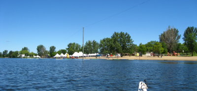 Mooney's Bay beach with Dragon Boat Festival tents