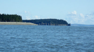 Rock beach and island.