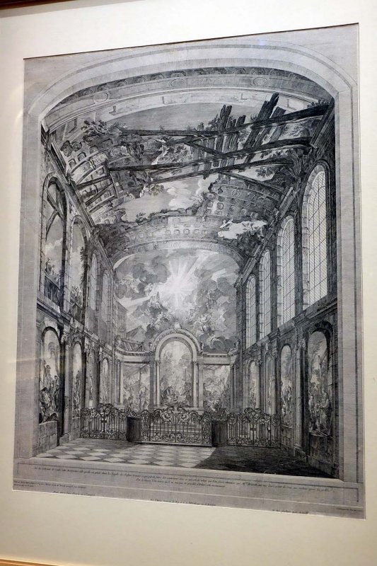 Etienne Fessard, daprs A. de St Aubin - Vue perspective de la Chapelle des Enfants trouvs (1759) - Muse Carnavalet - 9624