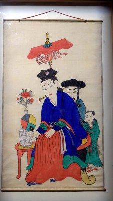Jeune femme  l'ventail (L'esprit de la petite vrole) - Dynastie Choson (1392-1910), 19e sicle - 9091