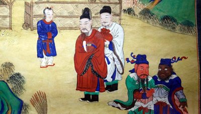 Visite de Liu Bang  l'ermitage de Zhuge Liang (dtail) - Dynastie Choson (1392-1910), 19e sicle - 9186