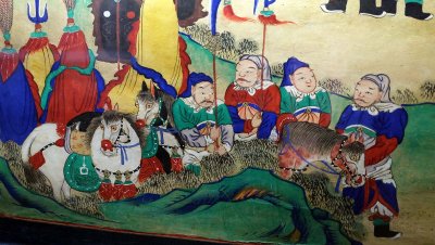 Visite de Liu Bang  l'ermitage de Zhuge Liang (dtail) - Dynastie Choson (1392-1910), 19e sicle - 9188