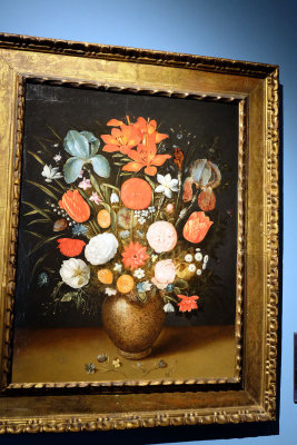 Jan Brueghel the Younger - Bouquet with fire Lillies in a Painted Bulbous Vase (circa 1635) - 9002