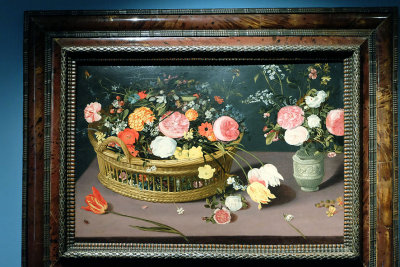 Jan Brueghel the Younger - Still Life with Flowers in a Basket and in a Clay Vase (1640-1645) - 9004