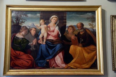 Palma Vecchio - Madonna with two female saints, St Francis and St Peter, 1527 - Querini Stampalia Palace - 6525