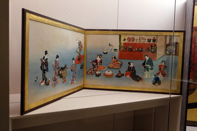 Paravent  deux panneaux reprsentant un jeu de poupes de la fte des filles (1862) - muse municipal de Nagoya - 1055