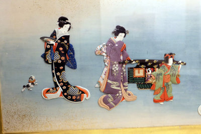 Paravent  deux panneaux reprsentant un jeu de poupes de la fte des filles (1862), dtail - muse municipal de Nagoya - 1056